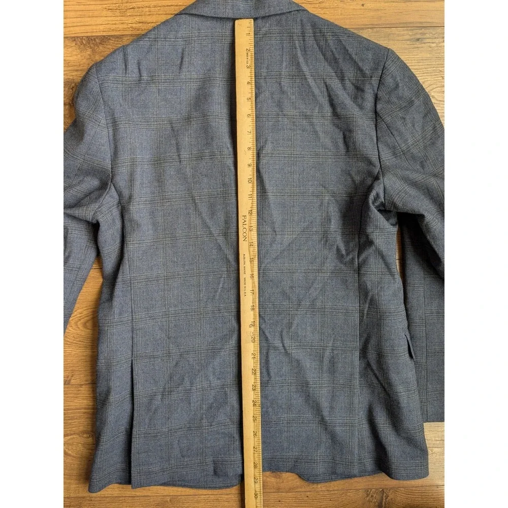 BONOBOS Mens Gray/Blue Plaid Wool Blend‎ Sport Coat Blazer Jacket Size 40R